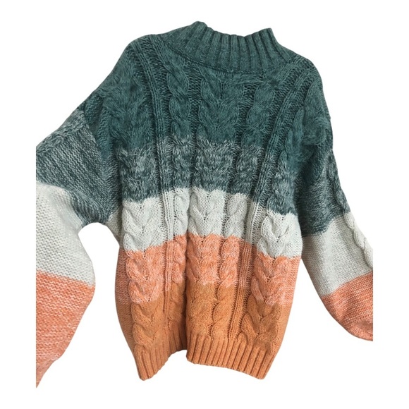 altar’d‎ state green orange ombre chunky knit mock neck sweater size medium new - Picture 16 of 16